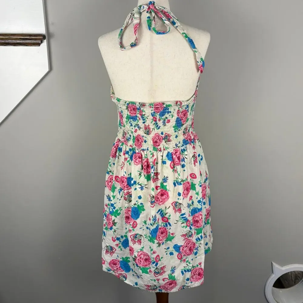 No Boundaries Mini Dress Halter Floral Vintage Y2K 2000s XL Juniors Coquette